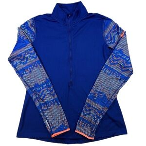 Nike Pro Dri-Fit Shirt Womens L Blue Nordic Sleeve 1/2-Zip Pullover